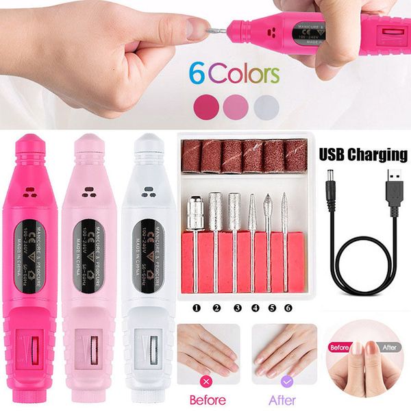 Equipamento de arte unhas Máquina de perfuração de unhas USB Máquina de fabricação de manicure elétrica Conjunto de moagem para gelões de unha em gel Acessórios para unhas de manicure 230425