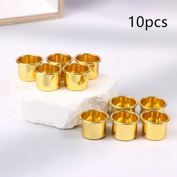 Portacandele 10 pezzi mini tazza rotonda oro candeliere fai da te creazione di contenitori portavassoi accessori in alluminio decorazioni per feste domestiche