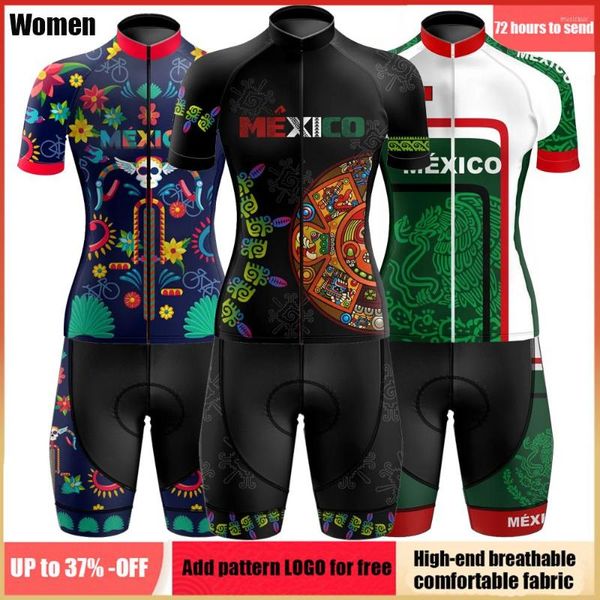 Гоночные наборы 2023 Pro Team Mexico Women Женщины на велосипеде Джерси наборы летние MTB Bicycle Clothing с коротким рукавом Ropa Ciclismo Outdoor Riding Bike униформа