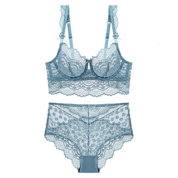 Bras define o sutiã transparente de renda de renda sexy e sexy com pedras de calcinha de cintura alta.