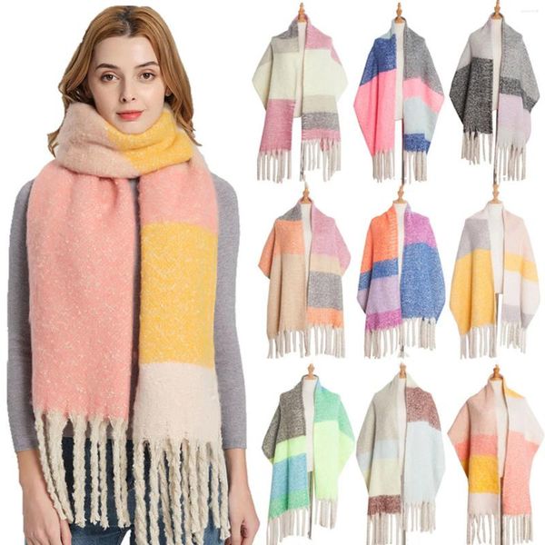 Schals Frauen Männer Schal Herbst Winter Warme Weiche Chunky Klassische Quaste Plaid Große Decke Wrap 2023 Baumwolle Kaschmir Schal