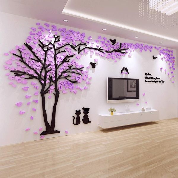 Adesivos de parede TV Background Mural de sala de jantar Creative Decoração de acrílico 3D Bedroom Layout