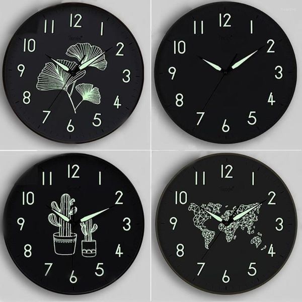 Orologi da parete 12cm 14cm Orologio luminoso silenzioso che si illumina al buio Classico digitale per la decorazione della camera da letto del soggiorno della cucina