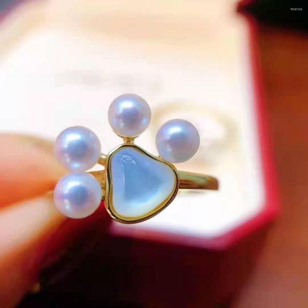 Cluster Rings Natural Pearl для женщин Anillos Mujer Luxury Femme 925 Sterling Silver Wedding Открытые бейпные японские украшения