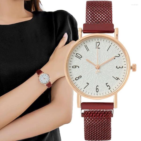 Relógios de pulso Moda Women's Watch Metal Mesh Steel Strap Simple Style Wristwatch Quartz for Women Clock