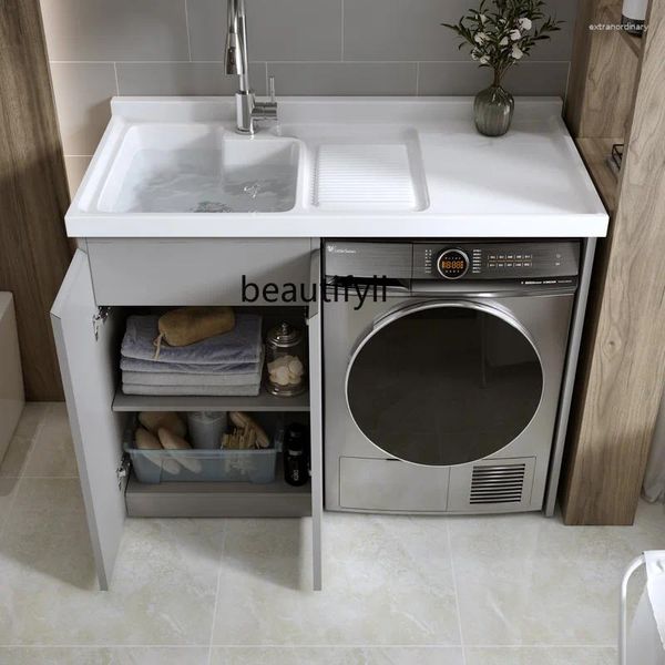 Banyo aksesuar seti paslanmaz çelik petek alüminyum balkon davul çamaşır makinesi hepsi bir arada dolap kombinasyonu çamaşır masa tankı ile
