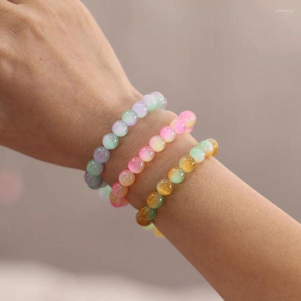 Strand 8mm contas de pedra natural opala pulseira mixcolor moonstone artesanal frisado braclet para mulheres meninas festa jóias