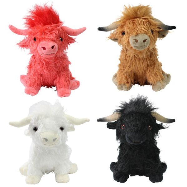 Fabrik Großhandel 4-Farbe 25cmHighland Cow Scottish Yak Plüschtiere Zeichentrickfilm und Fernsehen umliegende Tiere Kindergeschenke