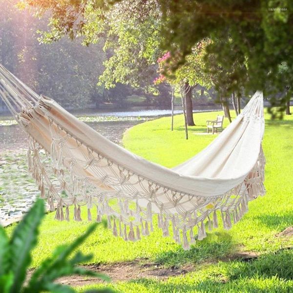 Móveis de acampamento 2 pessoas Hammock Boho Macrame brasileiro Deluxe Double Double Swing Cadeir