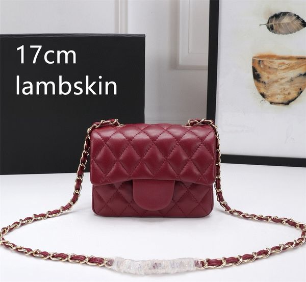 Luxuriöse Lammfell-Handtasche, Designer-Tasche, modische Mini-Geldbörse mit Klappe, Marken-Tragetasche, schwarze Seitentaschen, Damen-Klassiker-Handtasche aus Metall, hochwertige Umhängetasche mit Ketten-Staubbeutel