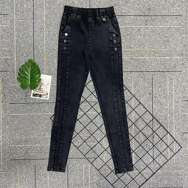 Jeans neuer Winter plus Samt Stretch Jeans Frauen Vintage Slim Bleiche Herbst Dünne Stifte Hosen Schwarze Denim Leggings Vaqueros