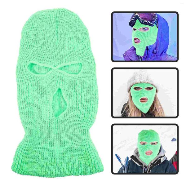 Bandanas Máscaras faciais de tricô com 3 buracos, esqui, proteção contra frio, esportes ao ar livre completos, capa de balaclava de fio de malha