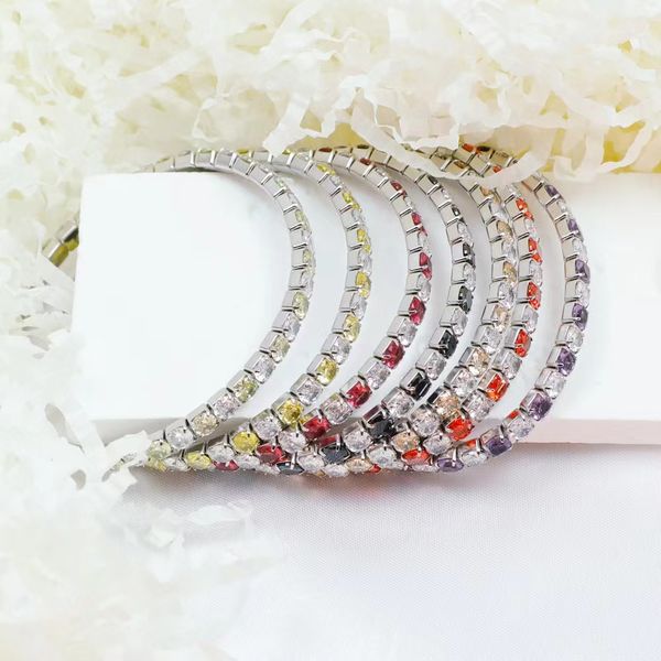 Bracciale da tennis di design perline di zirconi da uomo catenelle per braccialetti da donna Pulseiras Bijoux Sier braccialetti di cristallo
