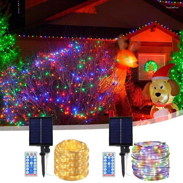 Cordas Solar Powered LED String Luzes 8 Modos À Prova de Intempéries Twinkle com Controle Remoto 30M / 100Ft Natal Ao Ar Livre