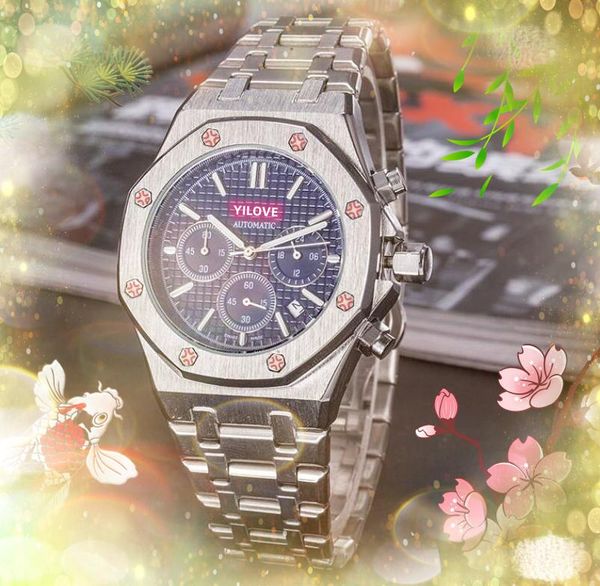 Лучшие роскошные качество качества моды Стопчанка сапфировые стеклянные водонепроницаемые часы 42 -миллиметровые кварцевые движения Полное функциональное наручные часы подарки