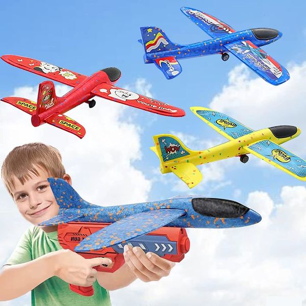 Самолеты самолета Modle Kids Launcher Toys Toys детские пузырьковые самолеты катапульты Gun Outdoor Game Foam Модель модели модели игрушек для мальчиков подарки 230426