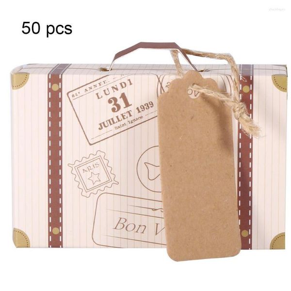 Geschenkverpackung 50 Stück / Set Neuartiger Mini-Koffer Eleganter tragbarer Karton Pralinenschachtel Hochzeitsfeier Geburtstag