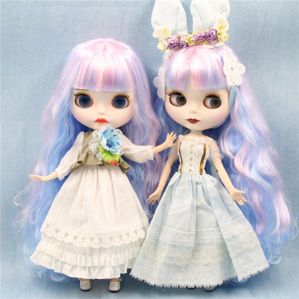 Куклы ледяные DBS Blyth Doll Белая кожа темная кожа корзирование кукла Голубая волосы розовые волосы матовые лица 1/6 BJD Игрушка аниме девушки 230426