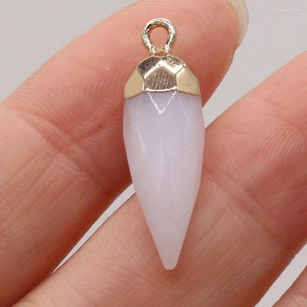 Anhänger Halsketten Verkauf von natürlichen Halbedelsteinen Weißer Jade Raute vergoldet Herstellung DIY Halskette Schmuck Geschenk