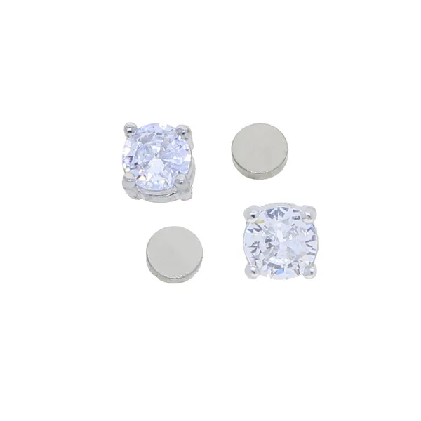 Orecchino magnetico in argento sterling 925 per uomo donna magnete brillante orecchio 6mm zircone cubico clip per orecchio gioielli non penetranti