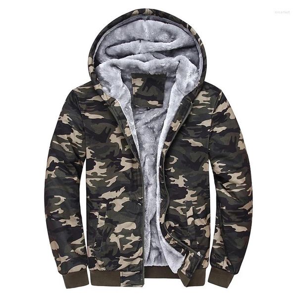 Hoodies masculinos camuflagem de inverno homens grossos casacos de lã quente streetwear hip hop moletom militar com capuz casaco com zíper plus size 5xl