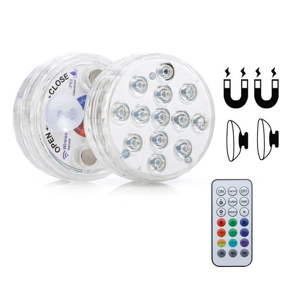 50Set 13Led 16 Farben RGB-Tauchlampe mit magnetischer Saugnapf-Fernbedienung Wasserdichtes Unterwasserlicht-Dekor