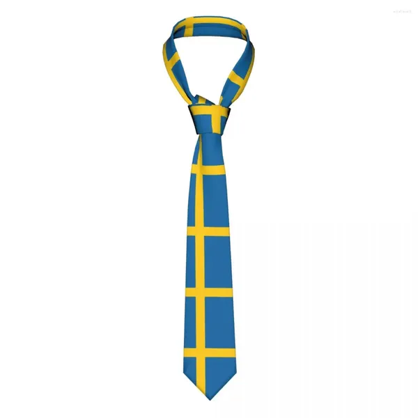 Bow bağları İsveç bayrağı kravatları erkek kadın polyester 8 cm country boyn için gündelik geniş takım aksesuarlar gravatas düğün iş