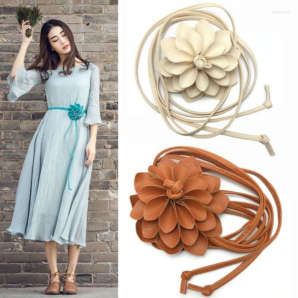 Gürtel Koreanische florale Taillenkette mit Fransen, geflochtener Seilbesatz, elegantes Kleid, Pullover, lässig, geknoteter Bund, handgefertigte Blume, dekorativ
