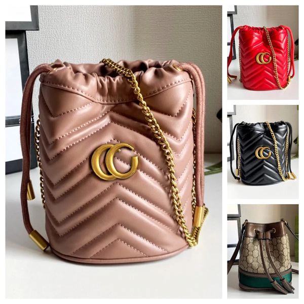 Diseñador Mini bolso de cubo bolso de teléfono bolso Bolsos de hombro GG para mujer Cuerda de amarre cubo de cuero bolso cruzado GGity Mini bolso de teléfono billetera bolso de mano de diseñador