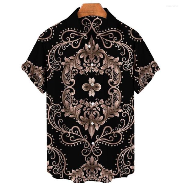 Camisas casuais masculinas unissex 6xl respirável masculino havaiano barroco camiseta francesa 3d Fashion High Street Loose Top Streetwear