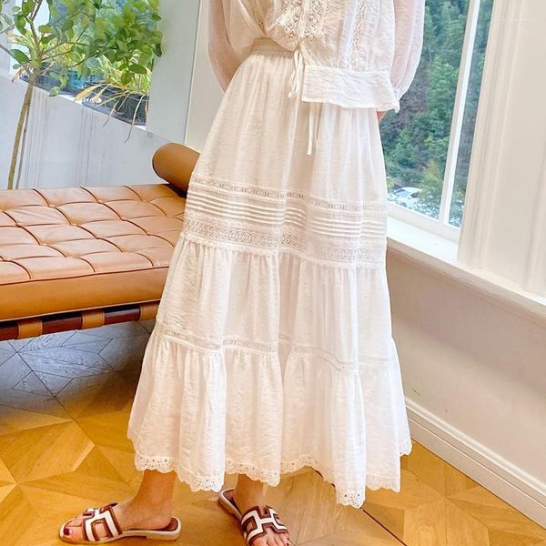 Gonne Boho Maxi Gonna 2023 Summer Vintage Patchwork in pizzo A-line Casual Donna Long Ruffles Ladies Chic Gypsy Lady Faldas