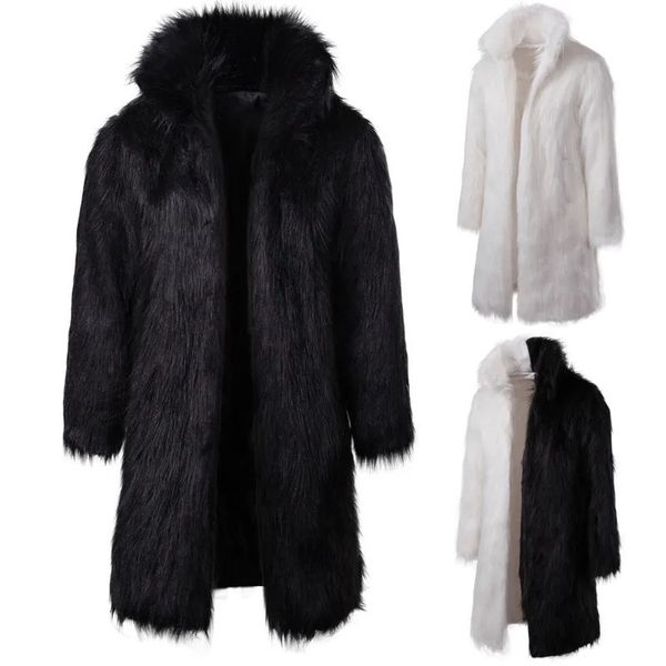 Мужская зимняя одежда из искусственного меха, имитация пальто, быстрая распродажа, черно-белая модная повседневная длинная одежда 231124