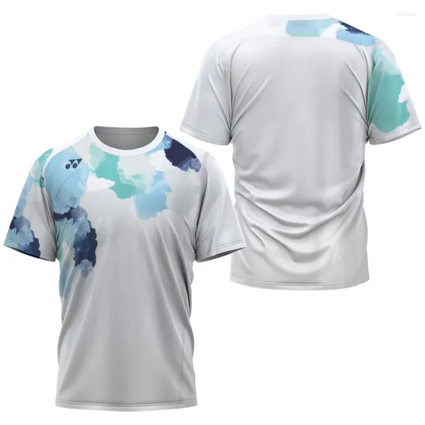 Homens camisetas meia tinta design de secagem rápida badminton camiseta tênis mesa fitness corrida esportes respirável oversized