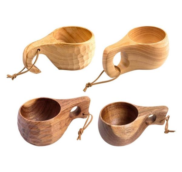 Holztassen Tee Kaffeetasse Tragbare Outdoor Naturholz Trinkmilch Tasse Mit Griff Wohnkultur Trinkgefäße Kuksa Kasa Teebecher