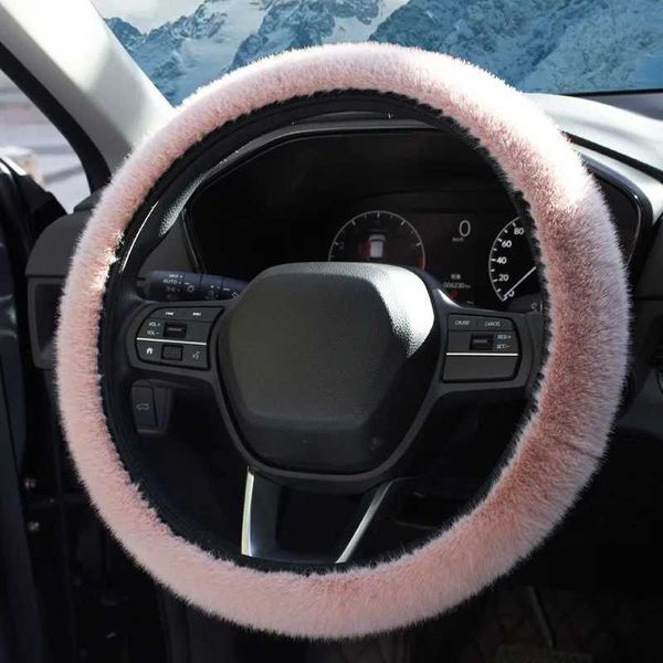Плюшевый чехол на руль автомобиля для женщин и мужчин, зимний теплый, супер толстый, мягкий, черный, серый, розовый, защита рулевого колеса, внутреннее украшение