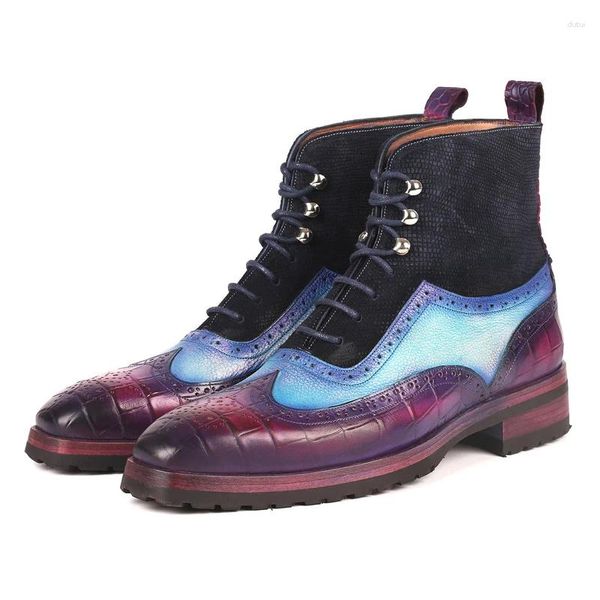 Stiefel Britischer Stil Retro Verschiedene Farben Knöchel Für Männer Schnürung Lässige Handarbeit Winter Echtes Leder Kleid Party