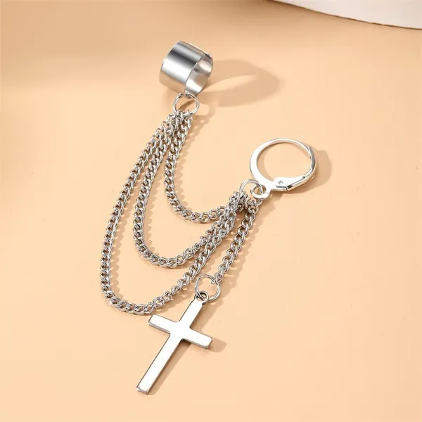 Rücken Ohrringe Punk Silber Farbe Quaste Nicht Piercing Manschette Ohr Clip Ohrring Für Frauen Kreuz Gefälschte Knorpel Piercing Schmuck