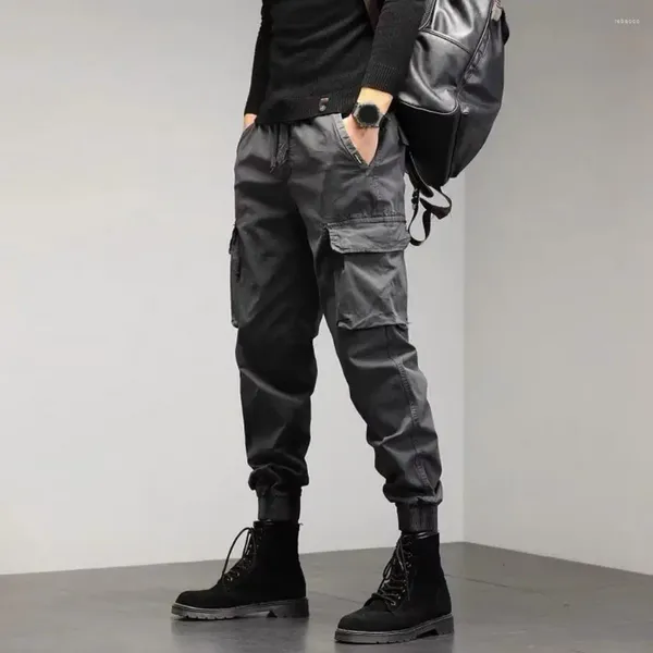 Pantaloni da uomo Pantaloni da uomo Cargo versatile Streetwear elegante con tasche multiple Tessuto traspirante Vestibilità comoda Regular