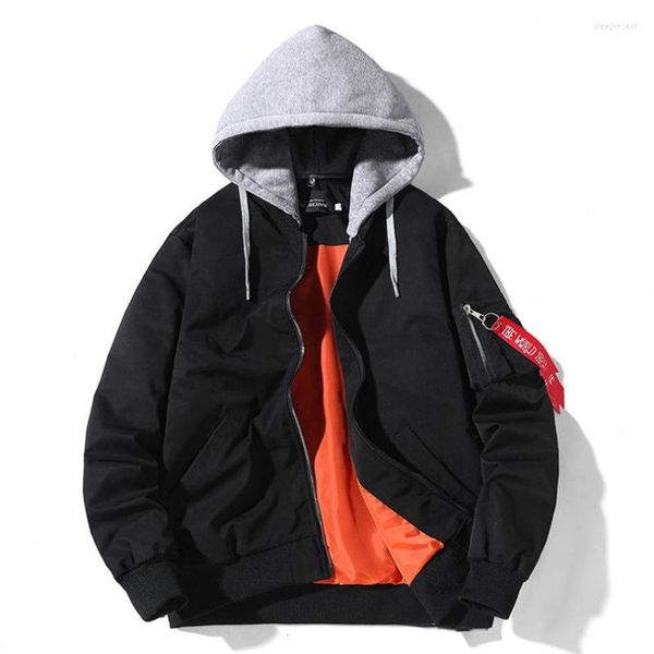 Herren Jacken Bewegliche Strickmütze Bomberjacke Für Männer Frauen Marke Männlich Hiphop Streetwear Solide Vintage Militärmantel Frühling Paar Kleidung