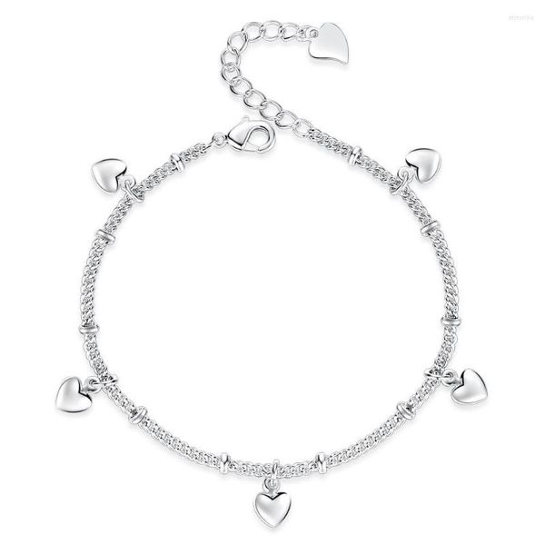 Braccialetti di collegamento I gioielli a mano placcati in argento Bracciale creativo Moda donna Cuore a cuore Stampa strass Amore