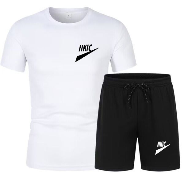 Neue Herren Trainingsanzug 2-teiliges Set Sommer Markendruck Sportanzug Kurzarm T-Shirt und Shorts Lässige Mode Mann Kleidung