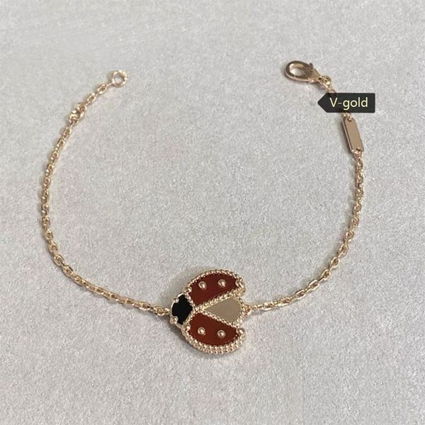 100% Silber Charm Bracelets Damen Designer Armband Frühling Sweet Clover Anhänger Roségold Marienkäfer Luxusschmuck hochwertiges Glück 4 Herzmotiv Blumenarmband