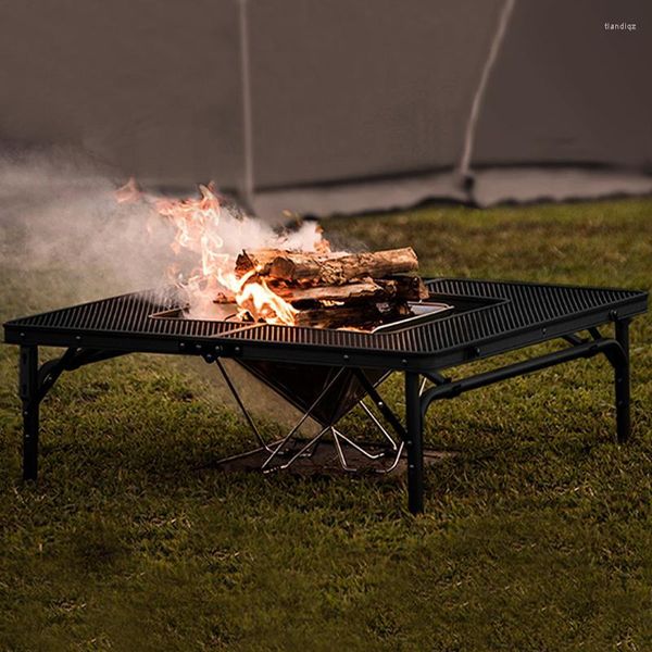 Mobili da campeggio Tavolo da picnic per barbecue all'aperto Scaffale portatile impilabile Telaio quadrato Disassemblatore da campeggio