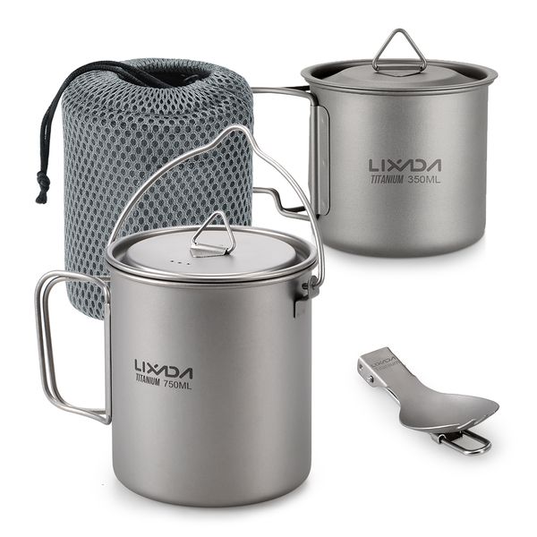 Лагерь кухня Lixada Pot Camping Water Cup Mug Легкая 750 мл 350 мл Spork Outdoor Dableware 230425