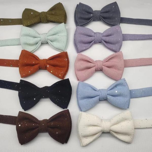 Fliege Solide Pailletten Weiß Bowties Baumwolle Leinen Glänzend Für Männer Frauen Hemd Bräutigam Hochzeit Party Bowknot Smoking Anzug Zubehör