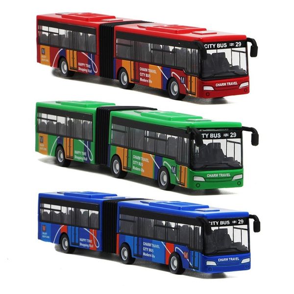 Action-Spielzeugfiguren 1 64 Alloy Bus Modellfahrzeuge City Express Double es Diecast Toys Funny Pull Back Car Kinder Kinder Geschenke 230426