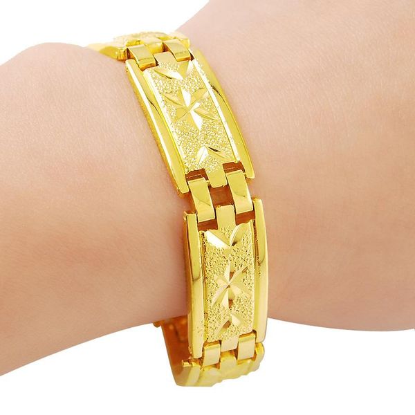 Bracelets de link Chain 24K Bracelet Gold Classic vintage pulseira Ladies Mens Luxury JewelryLink