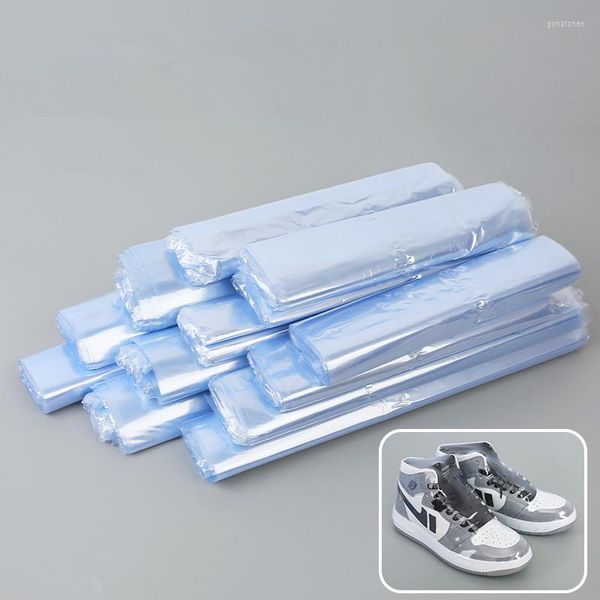 Depolama torbaları 50pcs/set pvc ayakkabıları ısı büzülme film çantası su geçirmez üfleyici contası düz ağız şeffaf ev