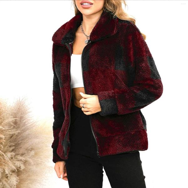 Frauen Jacken 2023 Herbst Winter Plaid Faux Pelzmantel Frauen Teddy Mit Kapuze Weibliche Pelzigen Bär Plüsch Jacke Outfits