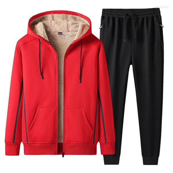 Herren Hoodies 2023 Lässiger Hoodie Herren Herbst / Winter Plüsch und verdickter Anzug Kaschmirhose Große sportliche Anzüge